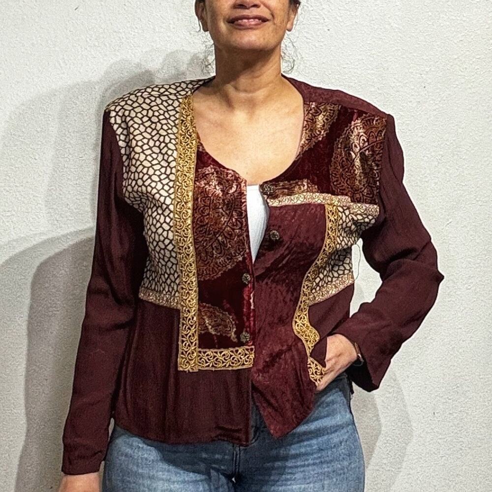 Spencer Alexis Brown Mixed Media Jacket Sz 16